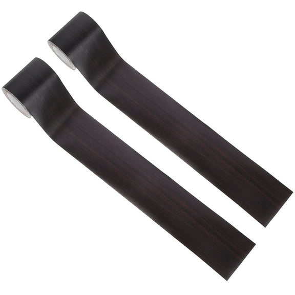 STOBOK Wall Skirting Trim Stickers Black Wood Grain PVC For Wall Modern Home Decor 2 Rolls