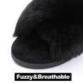 thumbnail image 4 of Litfun Women's Fuzzy Slippers Open Toe Cross Band Slippers Memory Foam House Slippers for Women, Black, 4 of 8