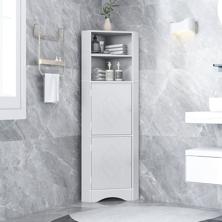 White bathroom 2024 corner wall cabinet
