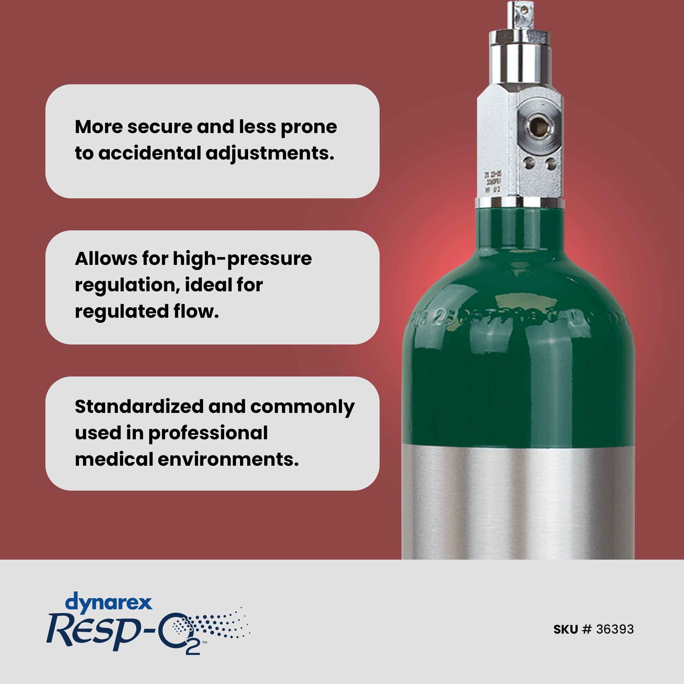 Dynarex Resp-O2 M6 Oxygen B -Cylinder with CGA 870 Post Valve – 1L Standard Size Oxygen Cylinder - Lightweight Aluminum Portable Tank with 165L Oxygen Capacity