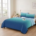 thumbnail image 2 of Full Quilt Set 78''x90'', Teal Blue Ombre Lightweight Bedspread Coverlet Set with 2 Pillow Shams, Modern Abstract Art Gradient Breathable All Season Quilt Bedding for Bedroom/Guest Room, 2 of 9