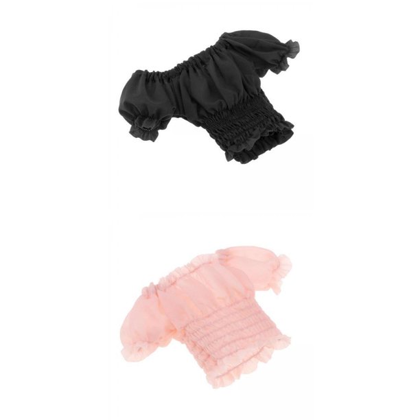 2 Uds 1:6 Ropa de Manga Abullonada para de Acción de Cuerpo de Muñeca de negro Hugo miniatura de manga corta