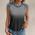 thumbnail image 5 of Trgacdwlo Tank Tops for Women Gradient Crew Neck Women Sleeveless Shirt Patchwork Summer Vintage Womens Tunic Tops, 5 of 7