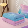 thumbnail image 5 of jejeloiu Pastel Star Pattern Zipper Full Size Comforter Sets with Fitted Sheet and 2 Pillowcases Kids,Dreamy Print Zipper Bedding Set For Girls,Reversible,4-Piece, 5 of 7