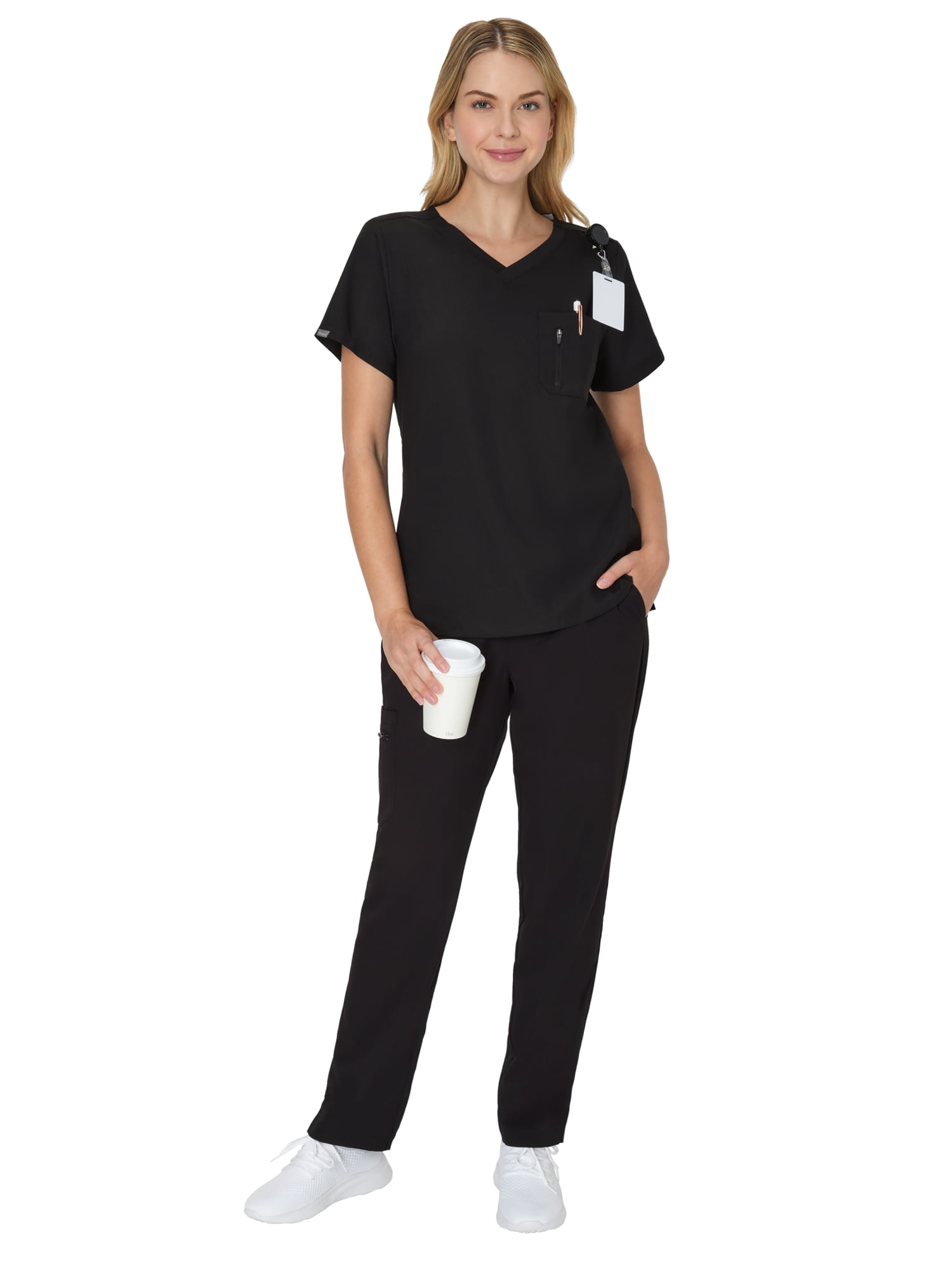 Hanes Womens Scrubs V-Neck Scrub Top, Premium, Short Sleeve, 3 Pocket, Sizes XS-3XL