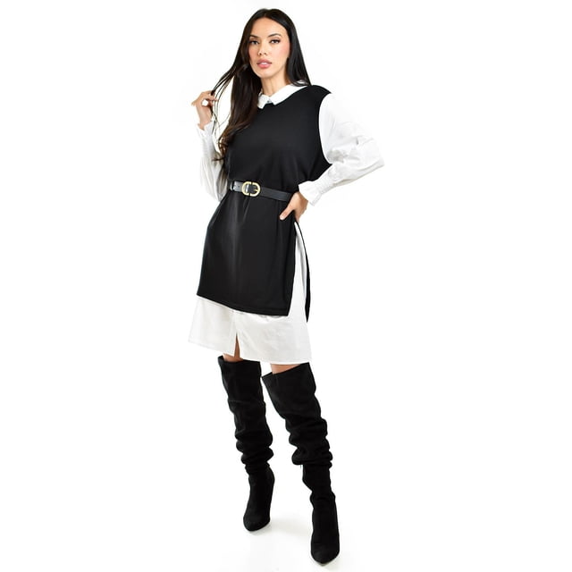 Vestido camisero con chaleco Roman Fashion /Juvenil, 3820 (Negro) negro CH