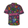 thumbnail image 3 of Daiia Berry Fruits Hawaiian Shirt for Men Gentle Cotton Regular Short Sleeve Casual-Small, 3 of 9