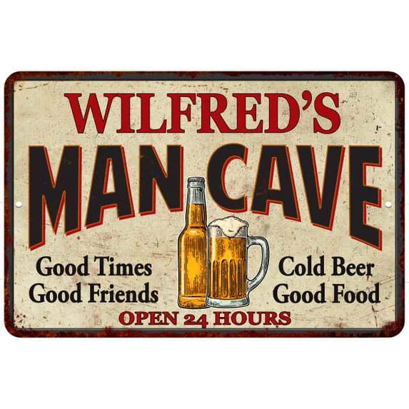 WILFRED'S Man Cave Metal Sign 8 x 12 Matte Finish Metal 108120011439