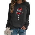 thumbnail image 1 of Jersey navideño para mujer, camiseta de manga larga con estampado de cuello redondo, camiseta adelgazante XBTCLXEBCO Gris Oscuro;S, 1 of 3
