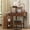 Walnut, variant on Vacmaster Corner Vanity Desk Set with Storage Cushioned Stool and Charging Station, Triangle Makeup Desk with Removable Pull-Out Side Cabinet, Glass Tabletop Makeup Vanity Desk with Drawer and Shelf,
