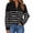Black, variant on Women's Quarter Zip Striped Pullover, 47% Viscose 32% Polyester 21% Nylon Ribbed Knit Sweater, Oversized Long Sleeve Draped Shoulder Fit
