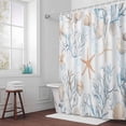 thumbnail image 3 of Coral Starfish Bathroom Shower Curtain, Ocean Coastal Summer Nautical Retro Waterproof Washable Soft Bath Curtain for Bathtub Decor with 12 Hooks&Grommet, 72x72 Inch, 3 of 9