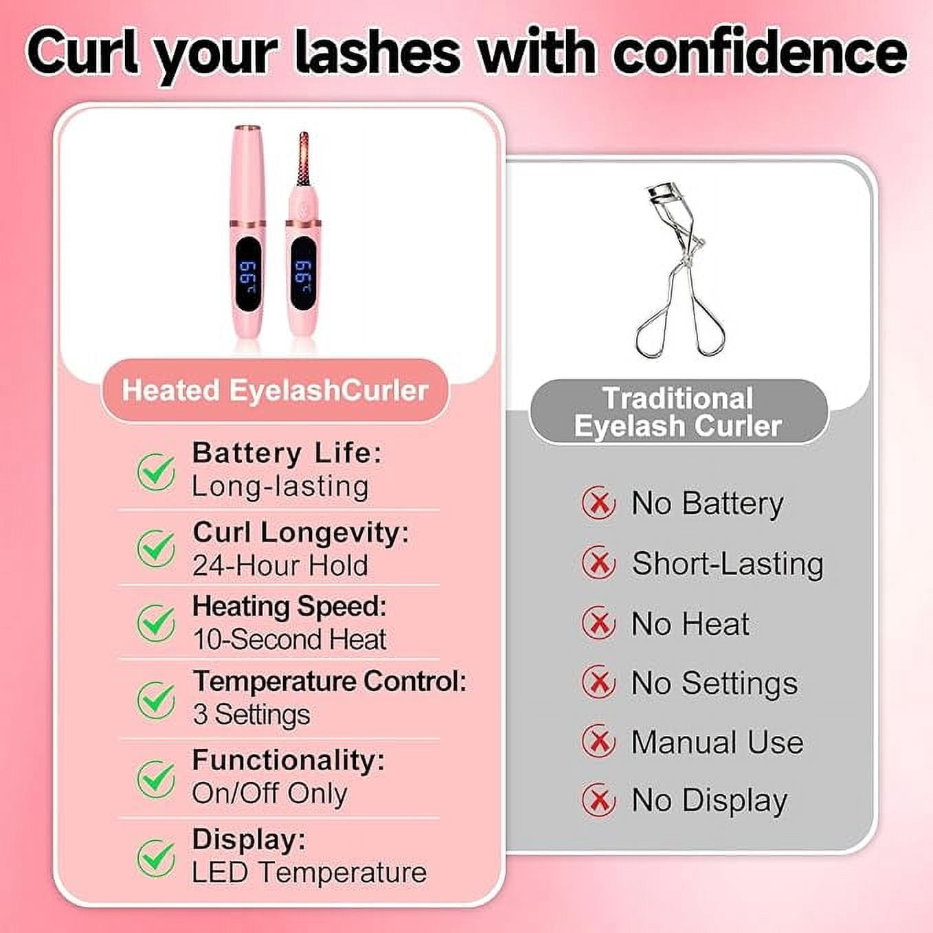 RKXQT Heated Eyelash Curler,Electric Eyelashes Curler with USB Rechargeable Feature Makeup Tools Heats Up in 10 Seconds, 24-Hour Long-Lasting Curls - 3 Adjustable Heating Modes and LED Display green