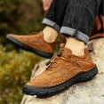 thumbnail image 5 of Mens Casual Walking Shoes Leather Oxfords Breathable Fashion Loafers Lightweight Non-slip Sneakers Brown 10.5 US, 5 of 7