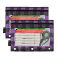 thumbnail image 2 of ALAZA 2 Pack Pencil Pouch Purple Checkered Grid Pattern Pencil Case for 3 Ring Binder Clear Window Pencil Bag Organizers, 2 of 6