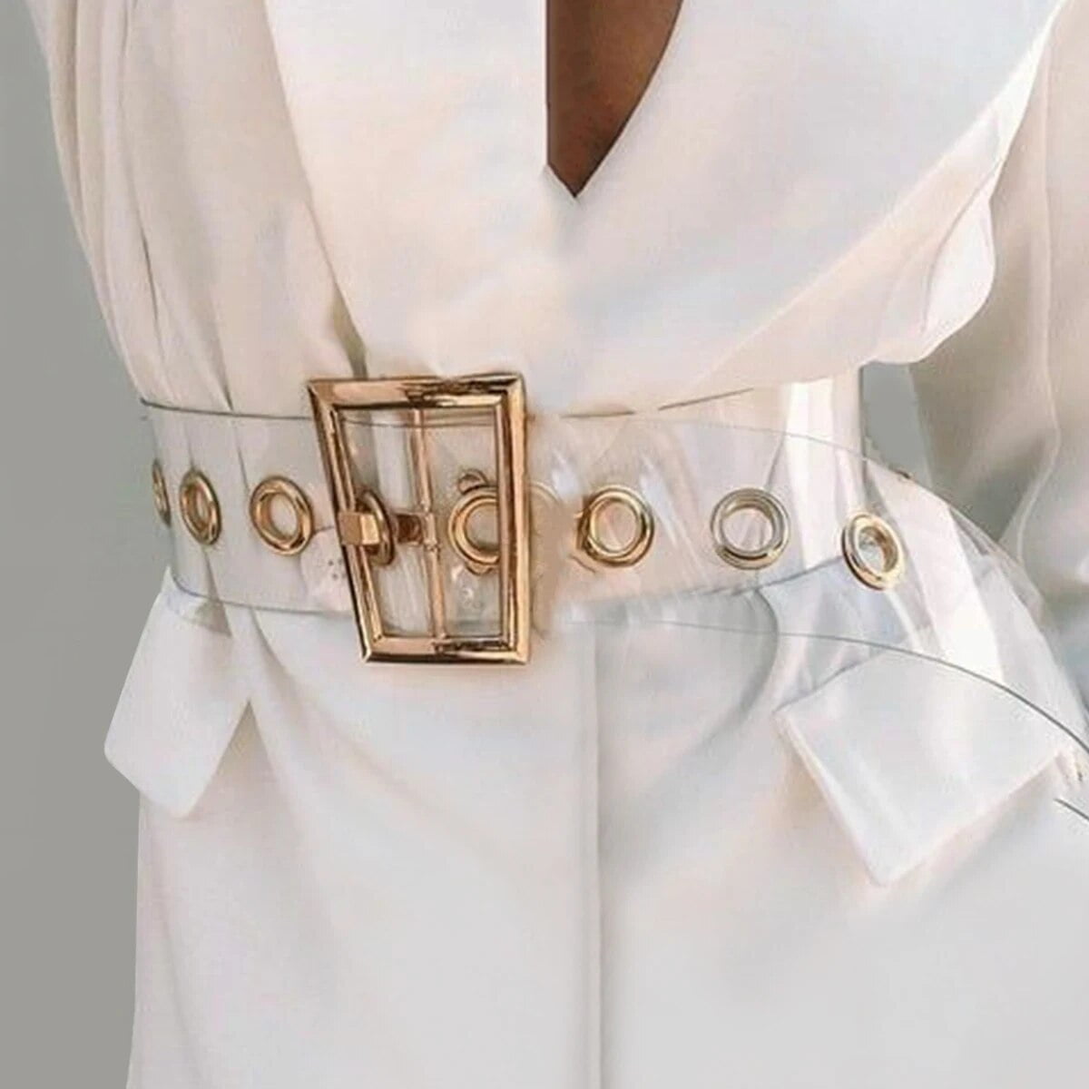 Wide Transparent PVC Designer Belts For Women High Quality Female White Clear White Dress Waistband Corset Belt Jeans Accessory clear belt 105CM Walmart