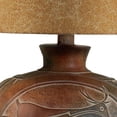 thumbnail image 3 of Siya 26 Inch Table Lamp Urn Shaped Base Deer Carvings Black Brown  - Saltoro Sherpi, 3 of 5