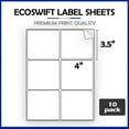 thumbnail image 2 of EcoSwift Brand Premium Self Adhesive Shipping Labels for Laser & Inkjet Printers, 3.3 in. x 4 in., 6 UP, White, 3 1/3 x 4, Pack of 60 Labels, 10 sheets, 2 of 5