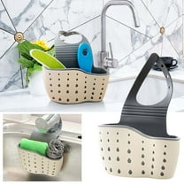 Double Layer Sink Organizer - Heavy Duty TPR Rubber Sponge Holder with Drain Holes, Hanging Kitchen & Bathroom Storage Basket for Faucet (8.5")