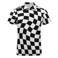 thumbnail image 4 of Warped Checkerboard Men Zipper T-shirt Summer Casual Short Sleeve T-shirt Top, 4 of 7