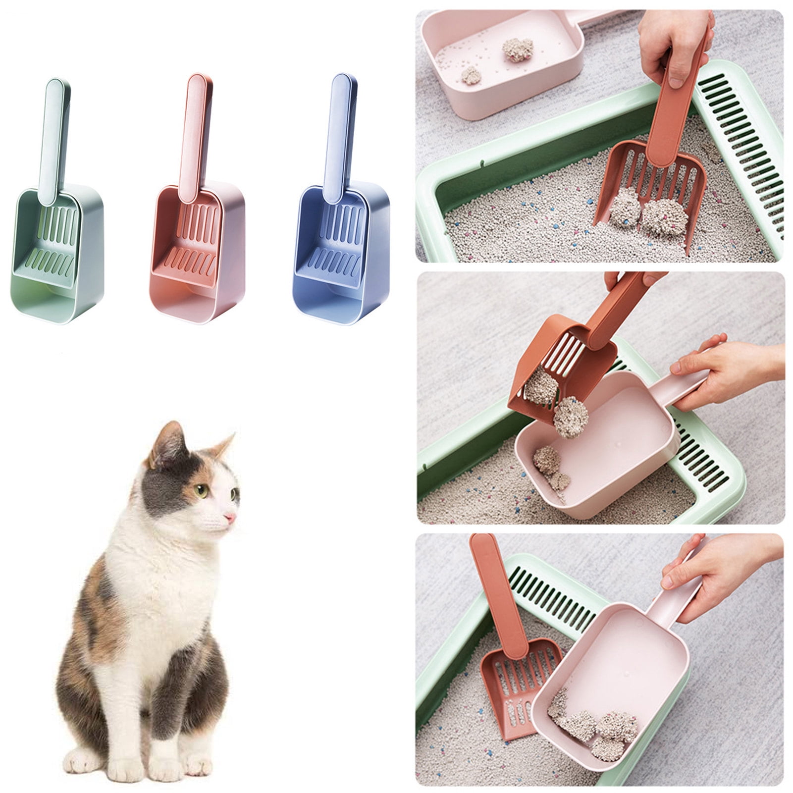 Pet Enjoy 1 Set Cat Litter Scooper,Hollow Grid Design Multifunctional Allinone Cats Poop