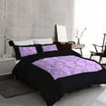 thumbnail image 2 of DNG Creations 1 Piece Two Tone Pinch Pleated Duvet Cover With Zipper Closure & Corner Ties 100% Egyptian Cotton ( Solid Black/ Lilac - Oversized King ), 2 of 3