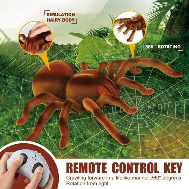 Tarántula Teledirigida De Juguete Con Ojos LED Rojos Y Patas Móviles | Broma De Halloween Para Niños Y Adultos