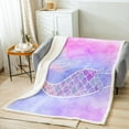 thumbnail image 2 of Mermaid Fuzzy Blanket Rainbow Pink Mermaid Tail Throw Blanket Queen Bedroom Mermaid Decor Fleece Blanket Watercolor Mermaid Print Plush Bed Blanket Decorative Sofa Couch, 2 of 6