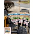 thumbnail image 4 of Outdoor Tablecloth with Umbrella Hole and Zipper, Pink Plaid Easter Square Table Cloth 60x60 Inch Waterproof Tablecloth, Blue Truck Spring Floral Bunny Wooden Picnic Table Cover for Patio Camping, 4 of 7