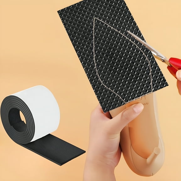 TELOLY Non-Slip Waterproof Shoe Sole Protector Tape for High Heels Forefoot, Self-Stick Anti-Wear Durable Repair Tape for Men & Women Black