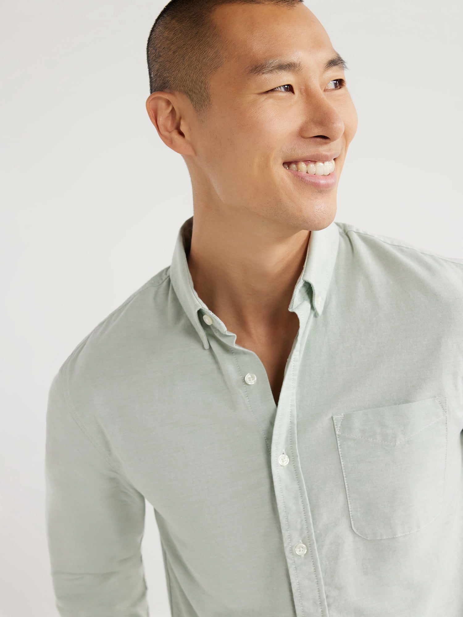 Free Assembly Men's Button Down Oxford Shirt with Long Sleeves, Sizes S-3XL