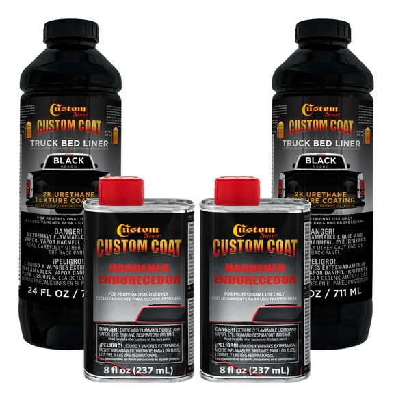 Custom Coat Black 2 Quart (1/2 Gallon) Urethane Spray-On Truck Bed Liner Kit - Easy 3 to 1 Mix Ratio