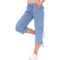 thumbnail image 5 of ChaoHeng Casual Pants Women Plus Size Women's Loose Outdoor Hiking Pants with Multi-Pockets Quick-Dry Travel Trekking Cargo Trousers Elastic Waist,Sky Blue S, 5 of 5