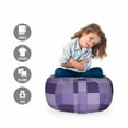 thumbnail image 2 of Abstract Storage Toy Bag Chair, Plaid Print Stripe Details a Monochrome Layout, Stuffed Animal Organizer Washable Bag, Small Size, Purple Quartz, by Ambesonne, 2 of 3