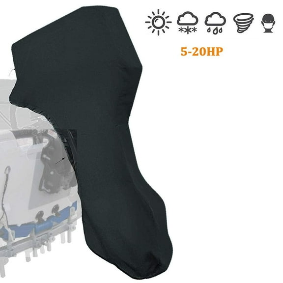 Coverify Full Outboard Motor Cover for 5-20 HP Boat Engine Cover Waterproof 600D Oxford Black
