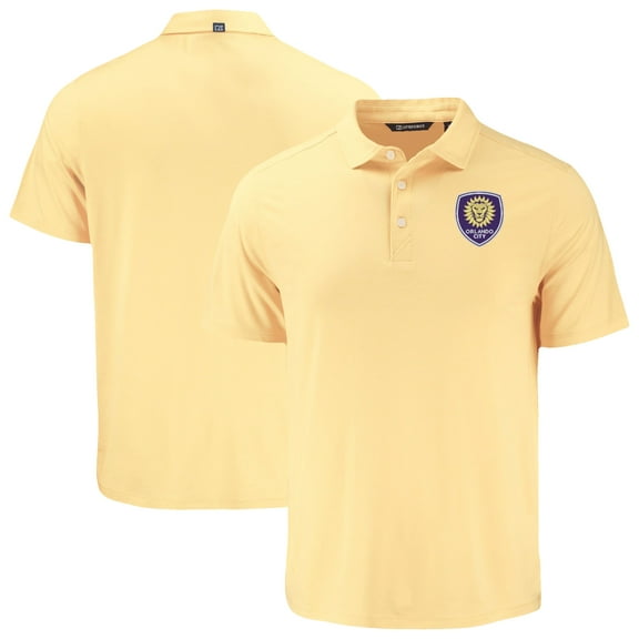 Men's-Cutter & Buck  Gold Orlando City SC Coastline Epic Comfort Eco Recycled Polo
