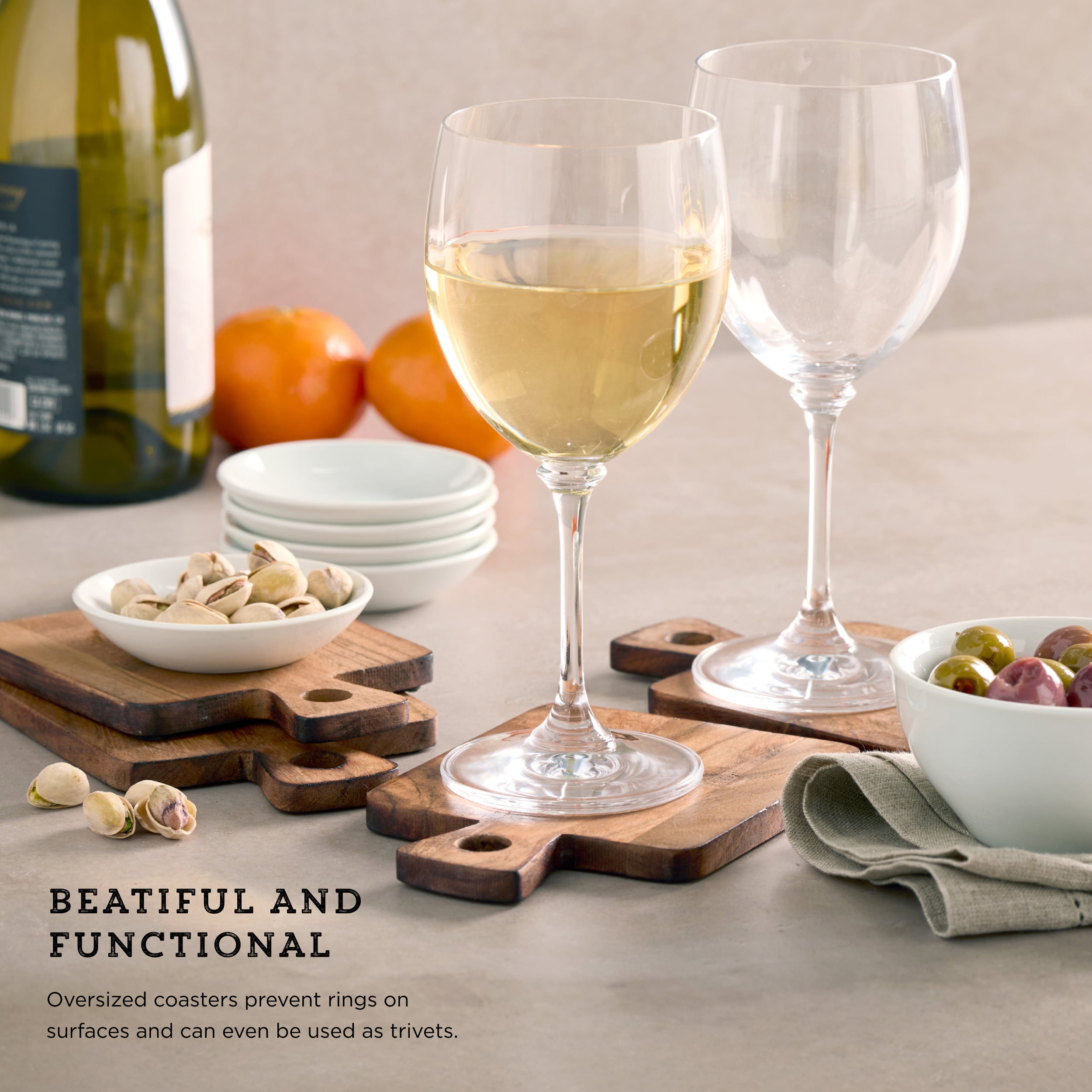 Kamenstein 4 Piece Paddle Shaped Acacia Coaster Set