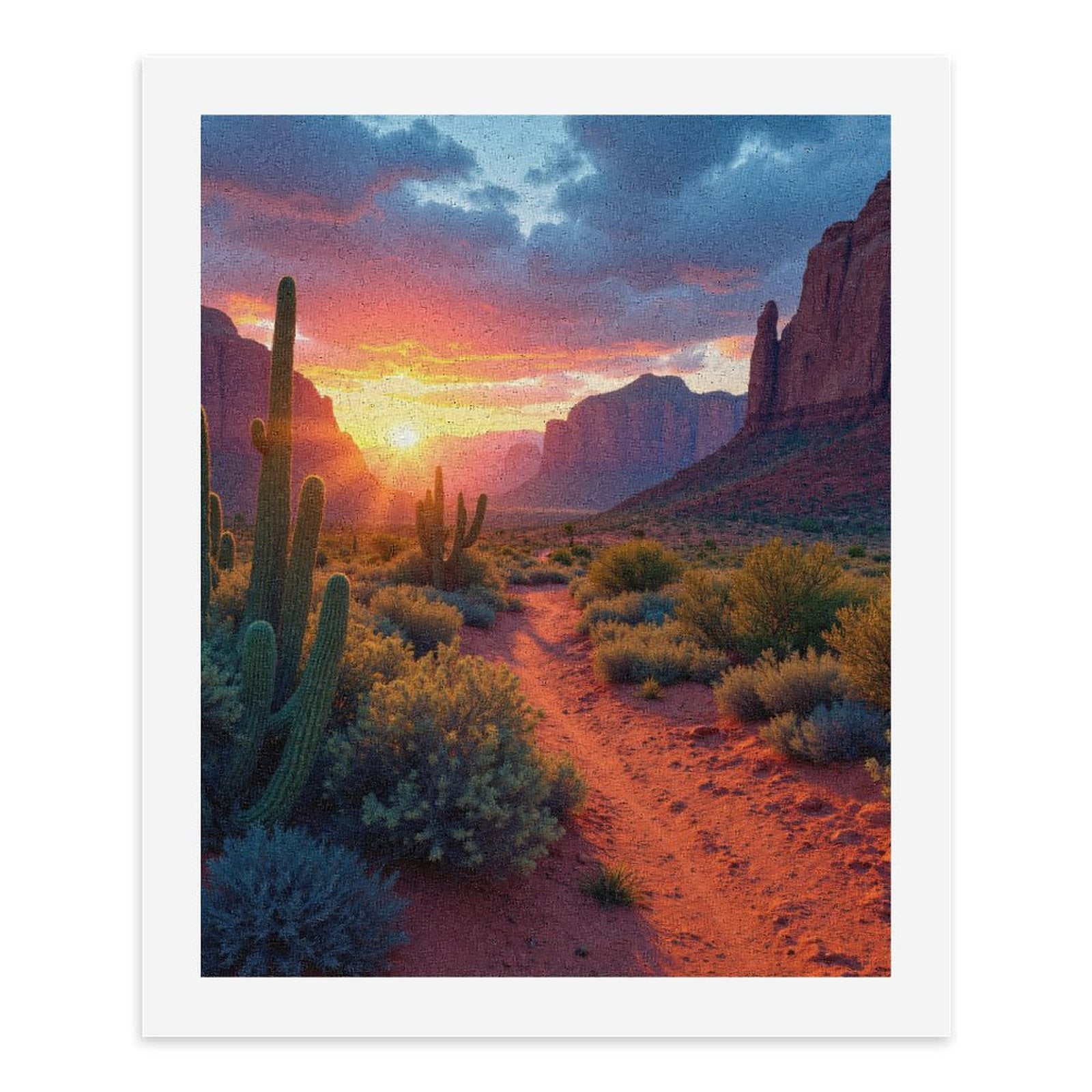 Paint By Numbers Kit for Adults Beginner - Desert Sunrise Cactus Trail Beauty DIY Canvas Painting Kits for Adults, Frameless Paint By Number for Adults for Home Wall Decor 16x20 Inch