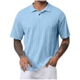thumbnail image 2 of YUSIM Mens Jacquard Trendy Polo Shirts- Summer Casual Soft Short Sleeve Golf Shirts Light Blue Size S-3XL, 2 of 6