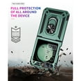 thumbnail image 2 of For Samsung Galaxy Z Flip 3 Case ,Heavy Duty Shockproof Body Phone Cover Built in Metal Rotated Magnetic Ring Holder Kickstand,Dropproof,Dustproof,Dual Layer Military-Grade Drop protection,Darkgreen, 2 of 6