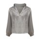 thumbnail image 3 of Moda Mujer Camiseta de manga larga Cuello en V Jersey Blusa sólida Tops con botones Fridja  czfsfas5585, 3 of 4