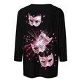 thumbnail image 4 of QATAINLAV Birthday Gifts 2025 Blouse Mardi Gras Tops for Women Daily Tshirt 3/4 Sleeve Blouse Mask Print Top Carnival Costume O Neck Casual Shirt Multicolor XL, 4 of 6