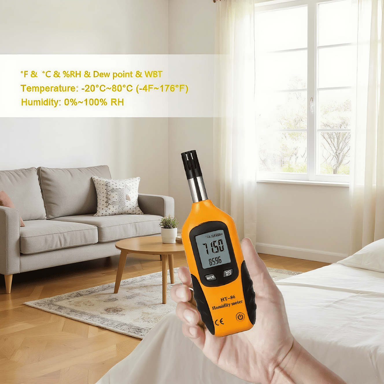 Digital Psychrometer Thermo-Hygrometer with LCD Mini Temperature and Humidity Meter