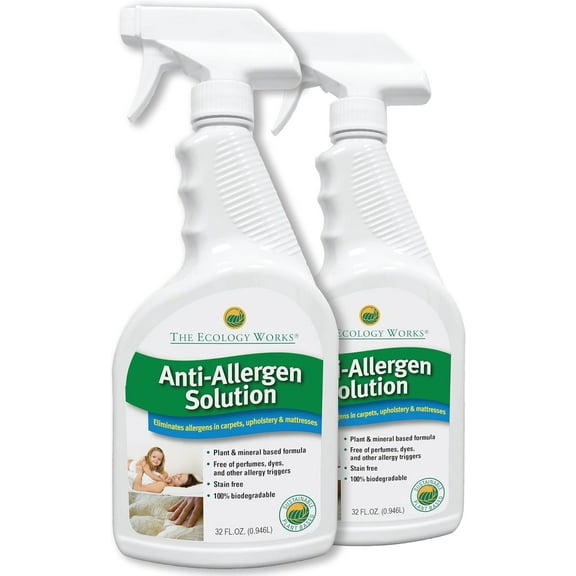 The Ecology Works- Plant-Based Dog & Cat Allergy Spray, Dander Remover & Dust Mite Waste Reducer for Relief from Allergies - Cleans Home, Bedding & Furniture Naturally, Fragrance-Free (64 oz)