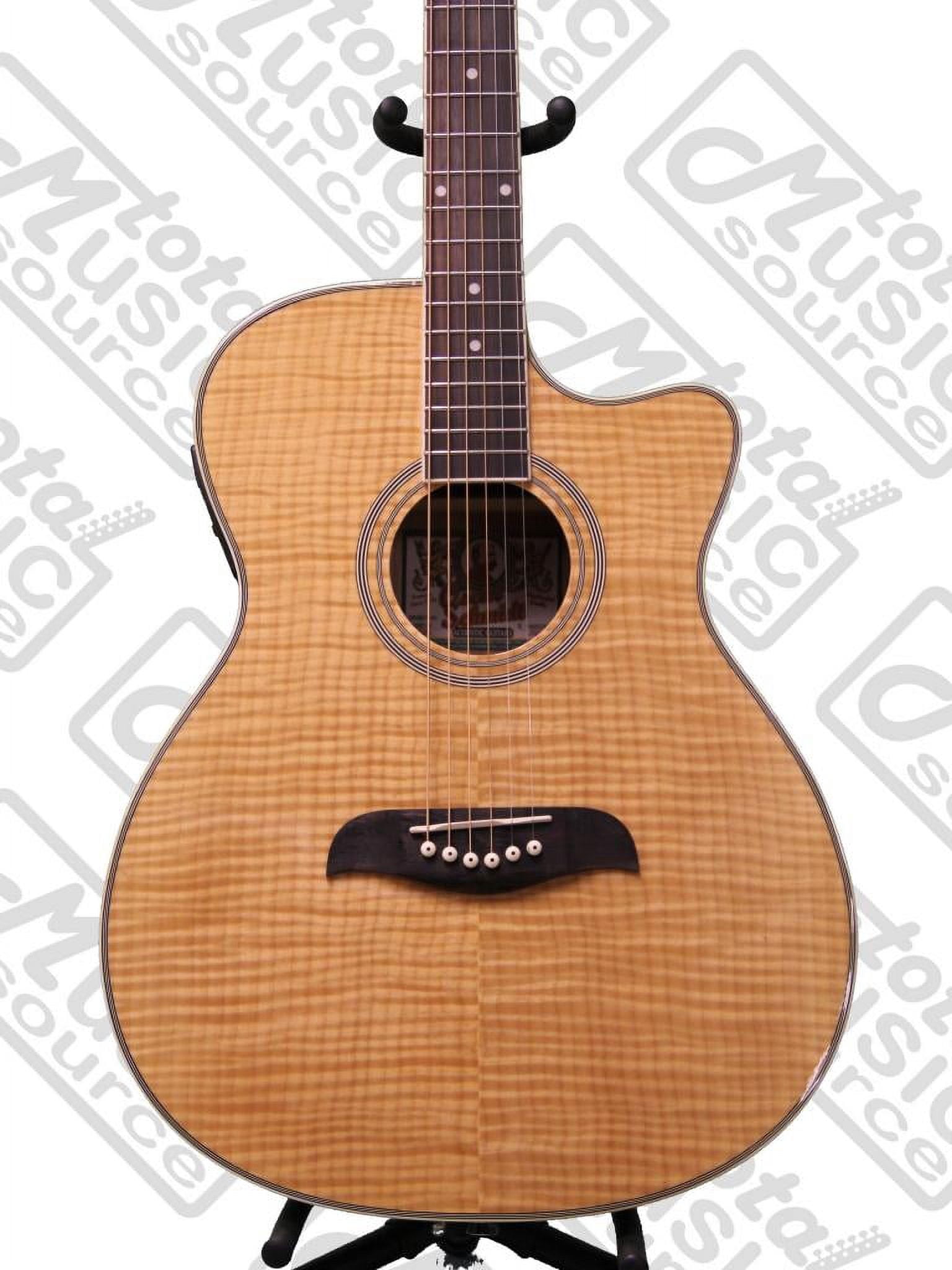 Oscar Schmidt OACEFN Guitar - Acoustic Electric Auditorium Size - Flame Natural