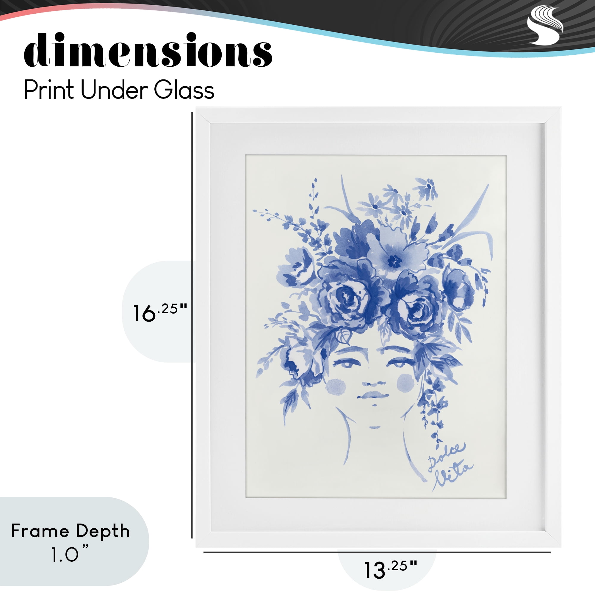 Stupell Industries Dolce Vita Woman with Roses White Framed Print Under Glass, design by Karolina Sato