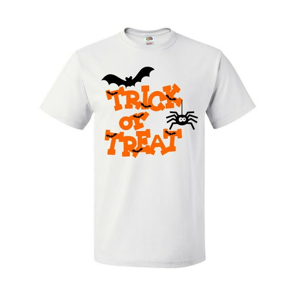 Inktastic Halloween Trick-or-Treat with Spider and Bats T-Shirt