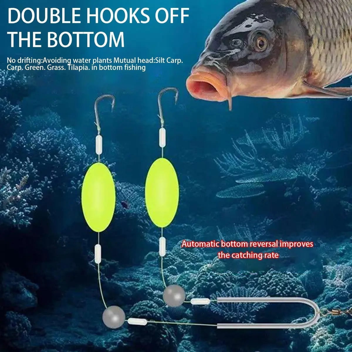 Fish fishing tackle saltwater double hook