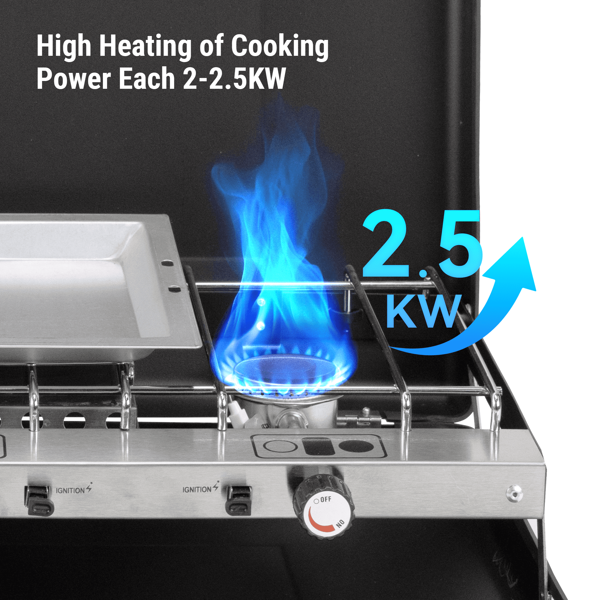 SaveJoy Portable Gas Grill, 3 Burner BBQ Propane Grill, Camping Stove with Hose Tank Adapter for Outdoor Cooking