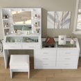 thumbnail image 1 of Yanosaku 8 Drawers Makeup Vanity with Mirror and Lights, Vanity Desk with Power Outlet, 3 Color Modes, Brightness Adjustable, Glass Top & 4 Shelves Vanity Set for Bedroom, 1 of 5